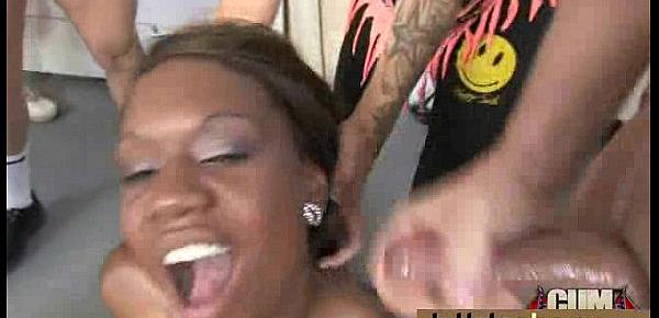  Ebony gets fucked in all holes by a group of white dudes 26